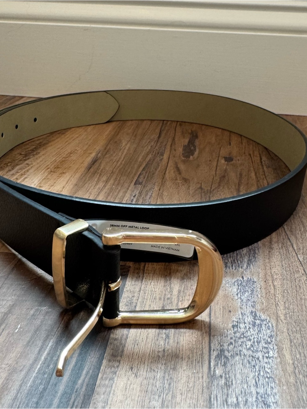 Time and Tru Black Belt with Gold-Tone Buckle